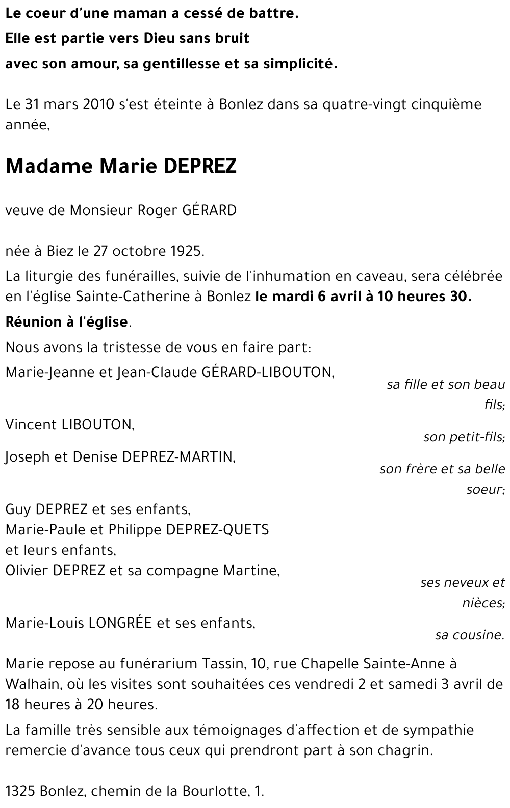Marie DEPREZ