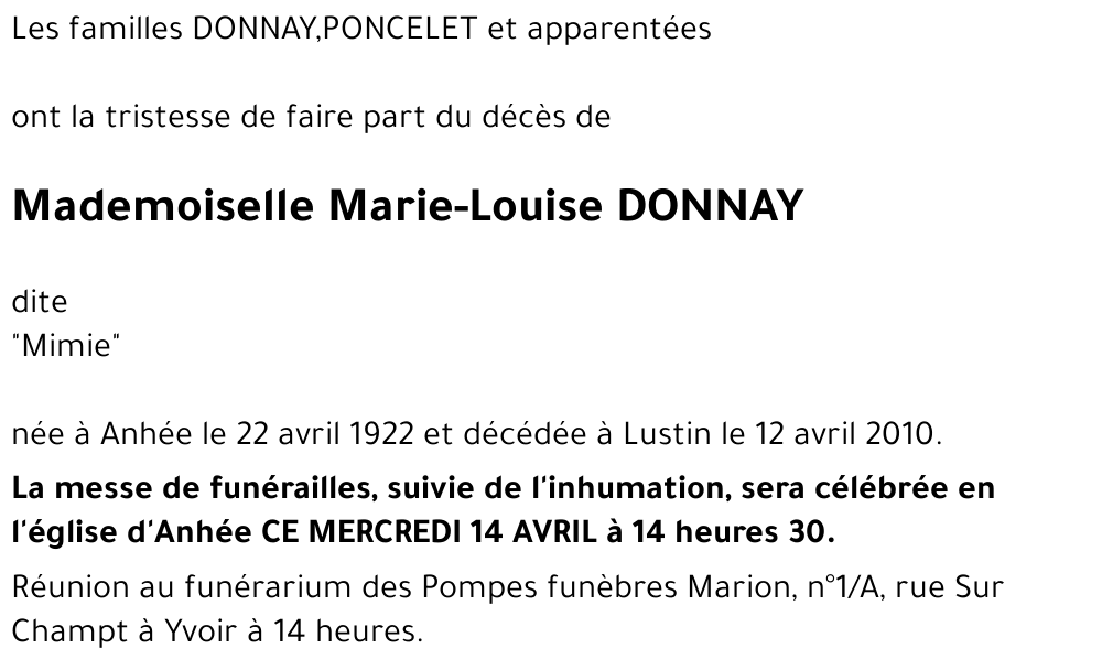 Marie-Louise DONNAY