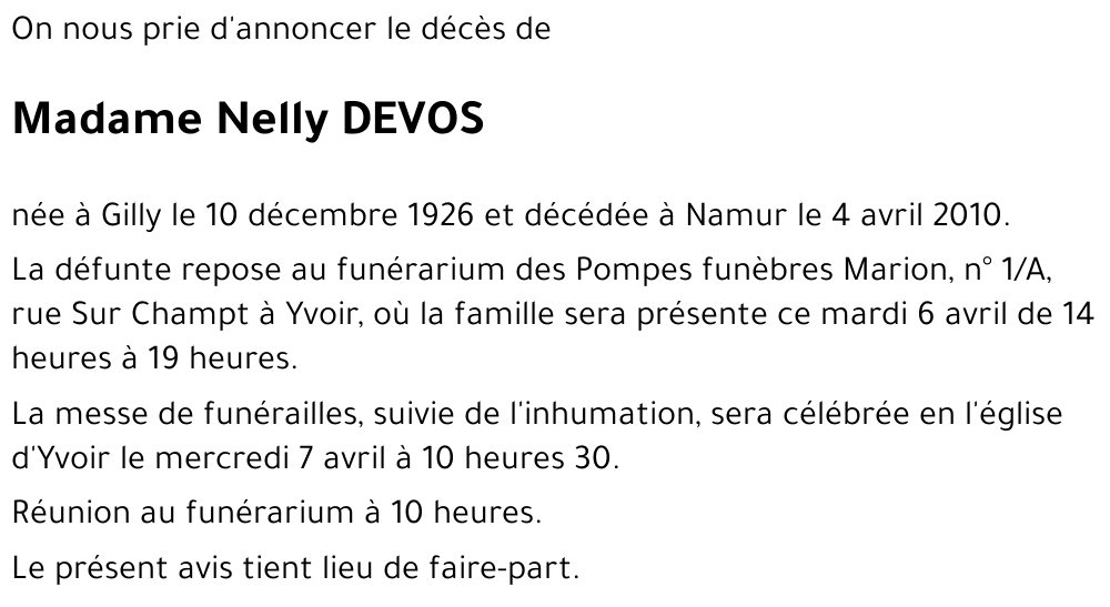 Nelly DEVOS