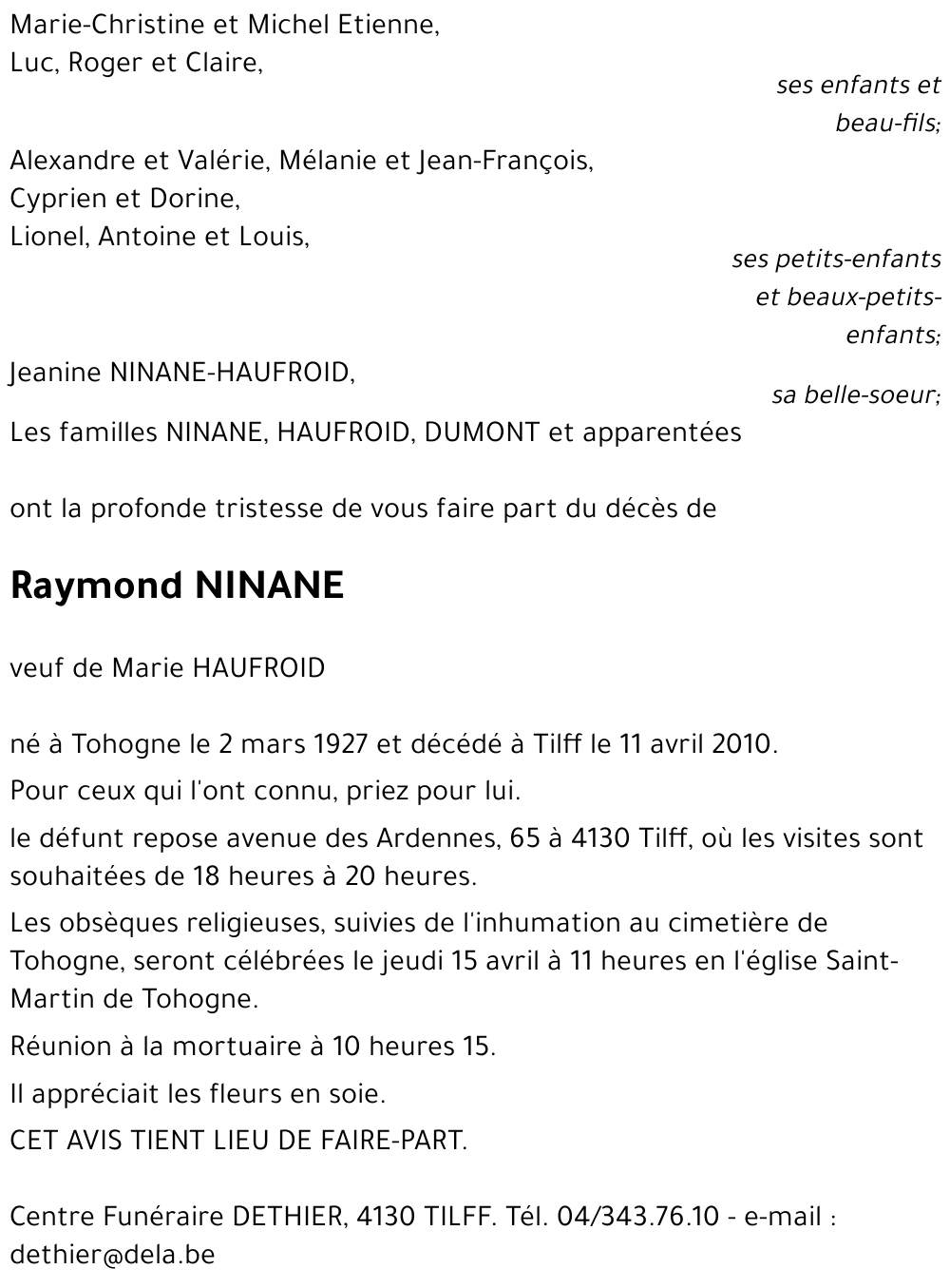 Raymond NINANE