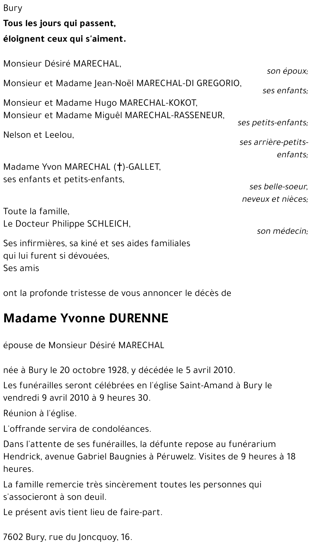 Yvonne DURENNE