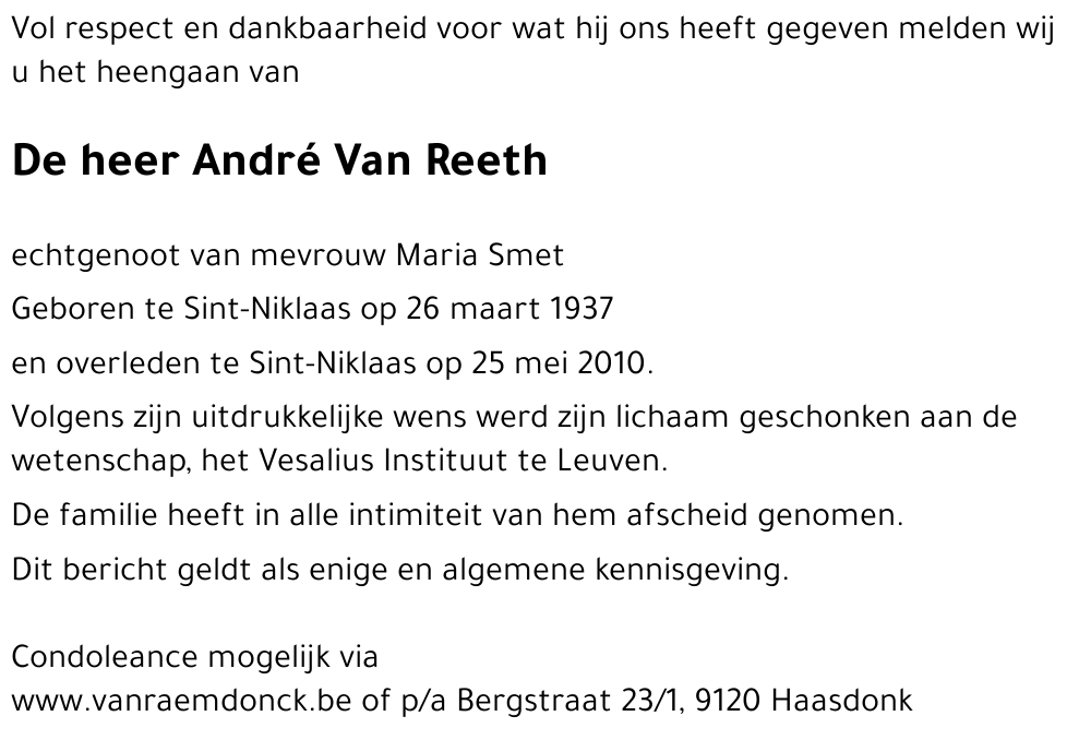 André VAN REETH