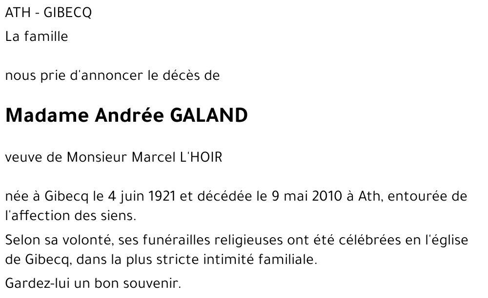 Andrée GALAND