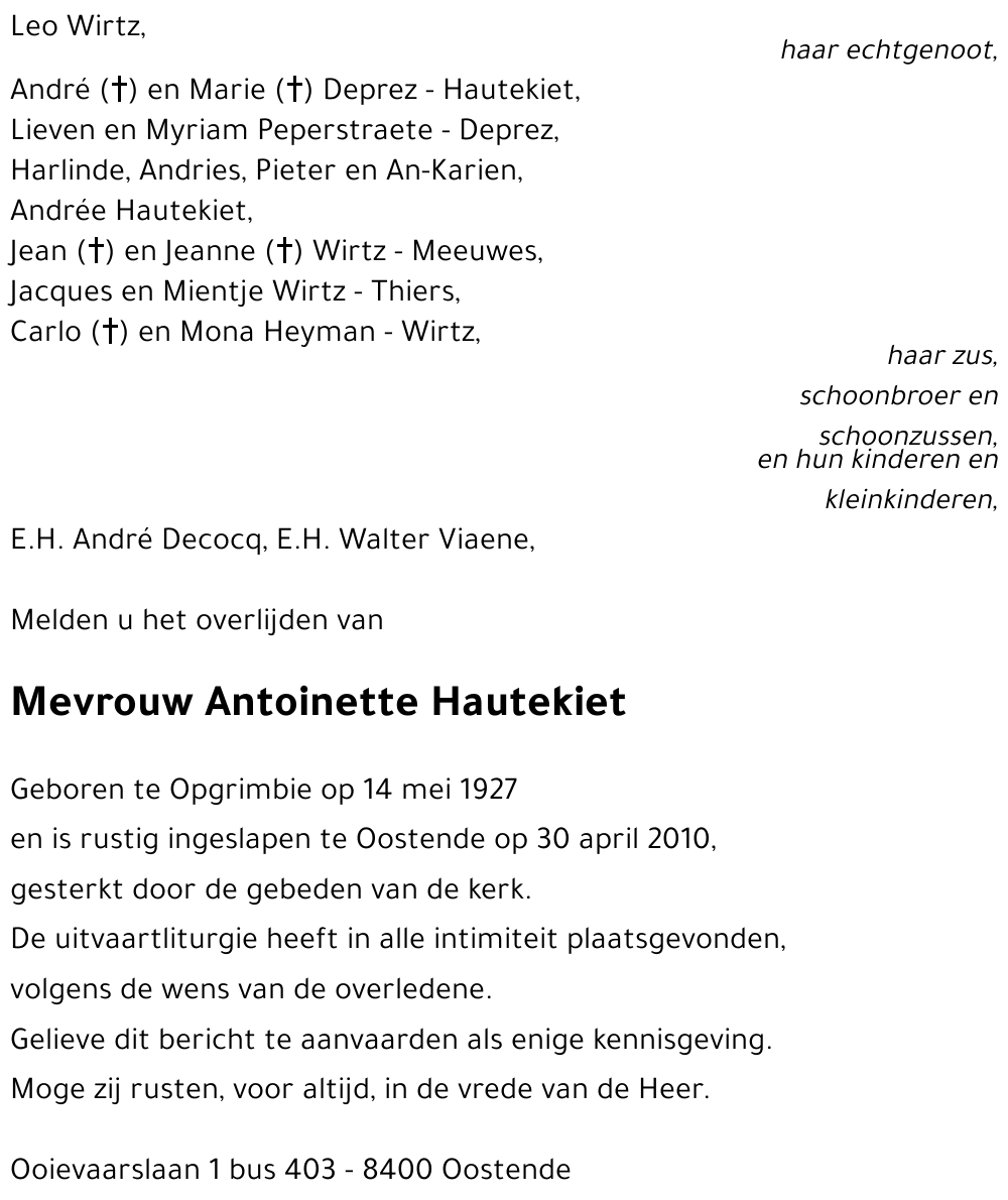 Antoinette HAUTEKIET
