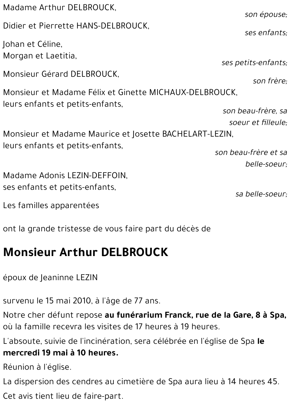 Arthur DELBROUCK