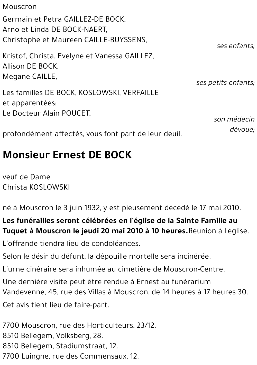 Ernest DE BOCK