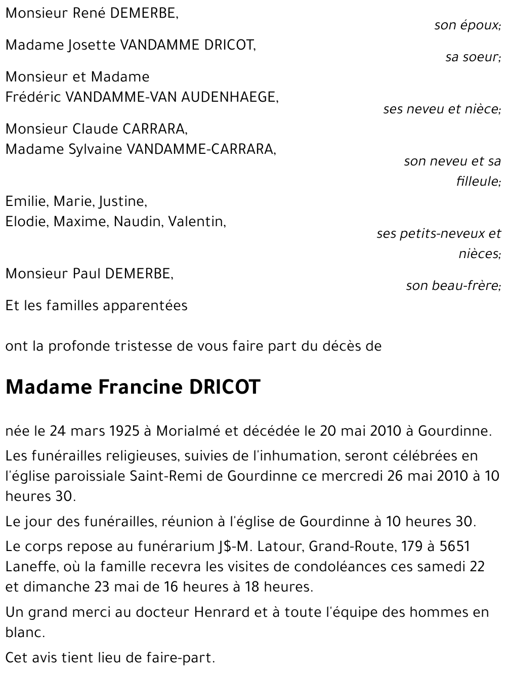 Francine DRICOT