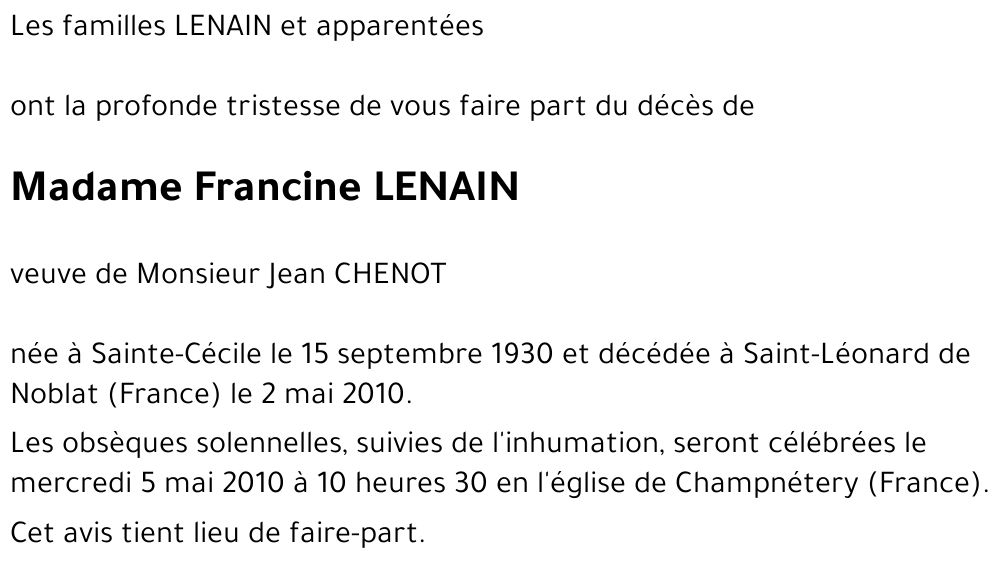Francine LENAIN