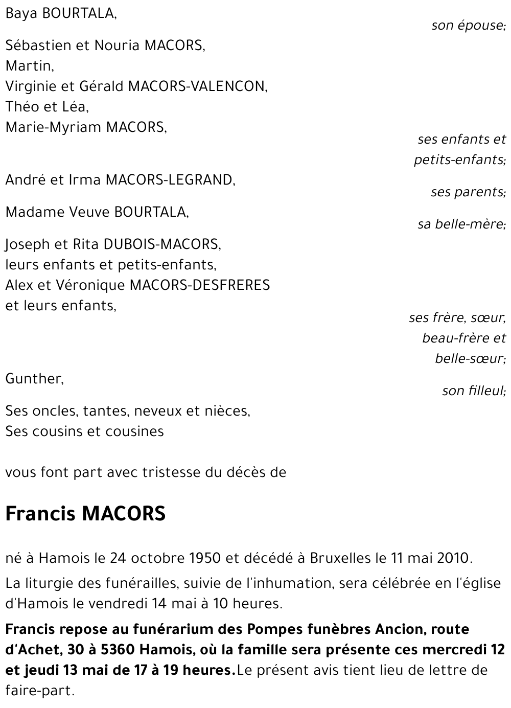 Francis MACORS
