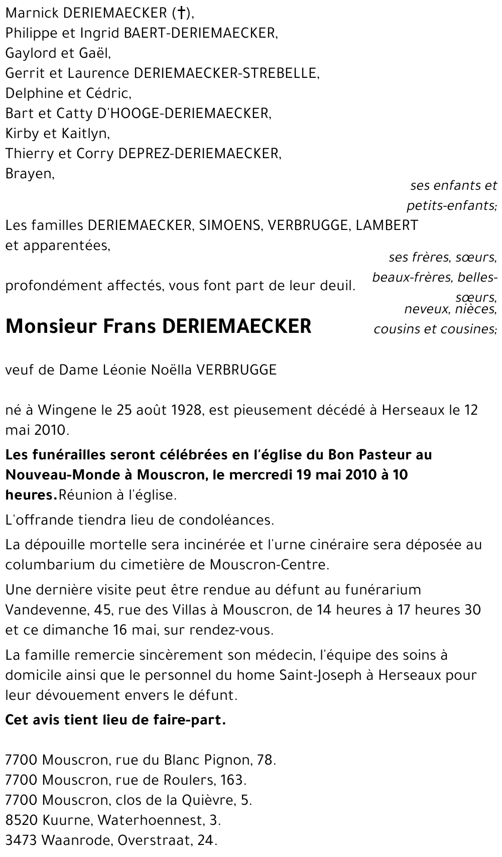 Frans DERIEMAECKER