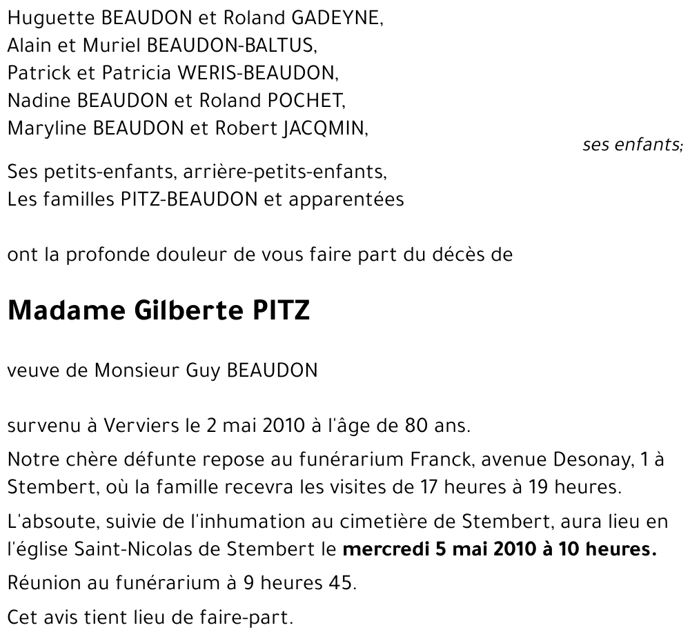 Gilberte PITZ