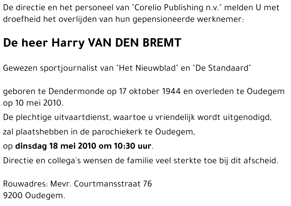 Harry VAN DEN BREMT