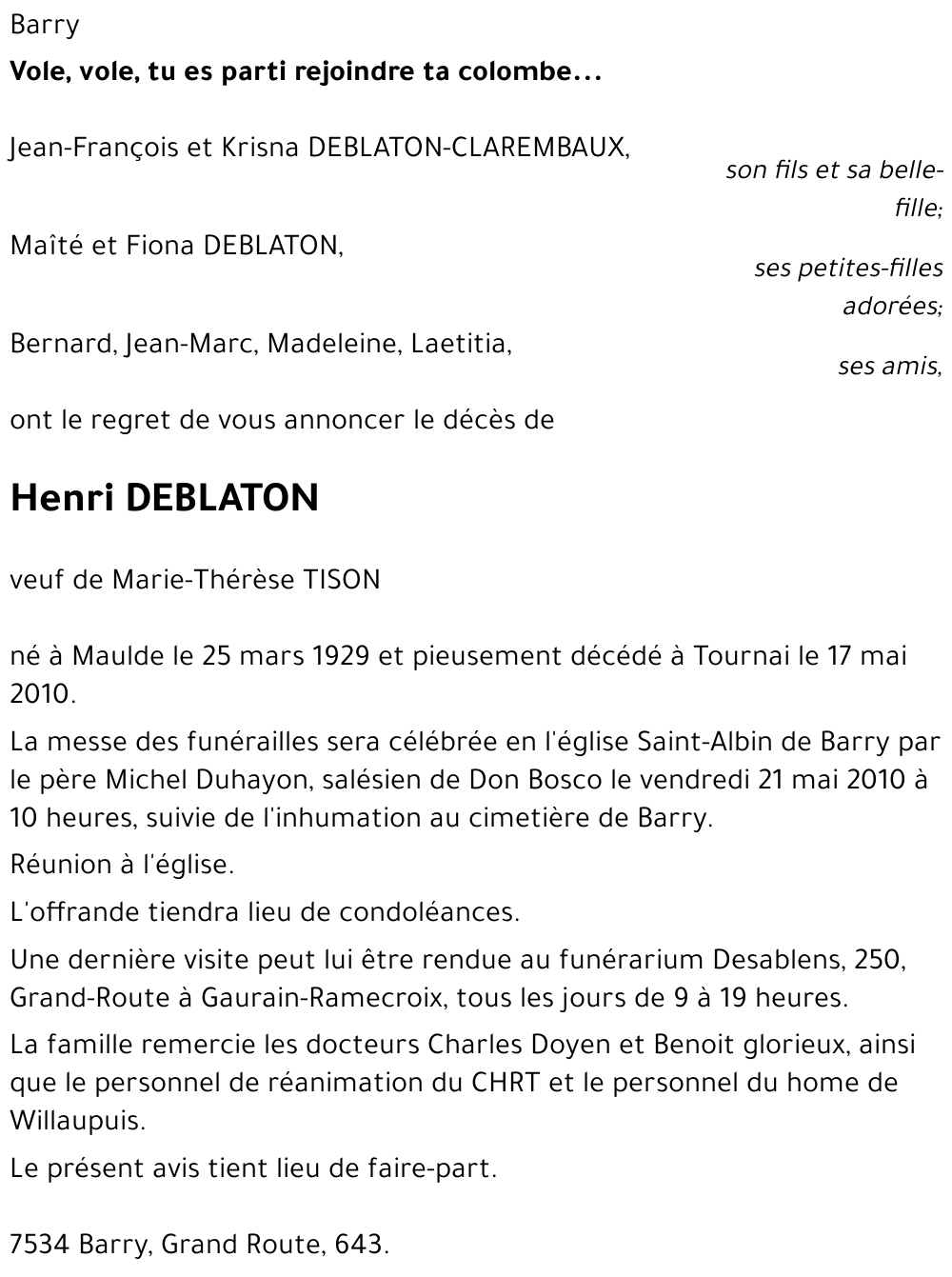 Henri DEBLATON