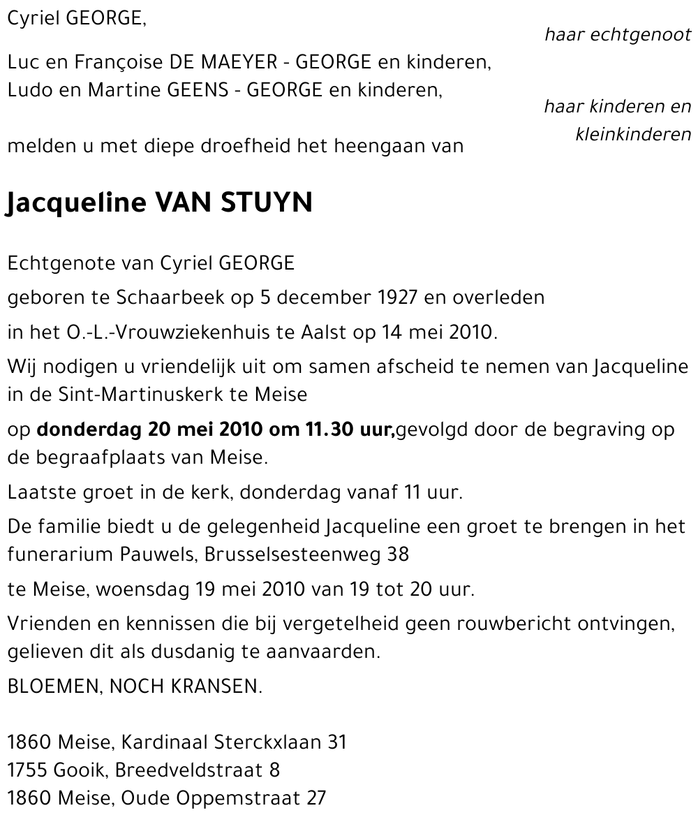 Jacqueline VAN STUYN