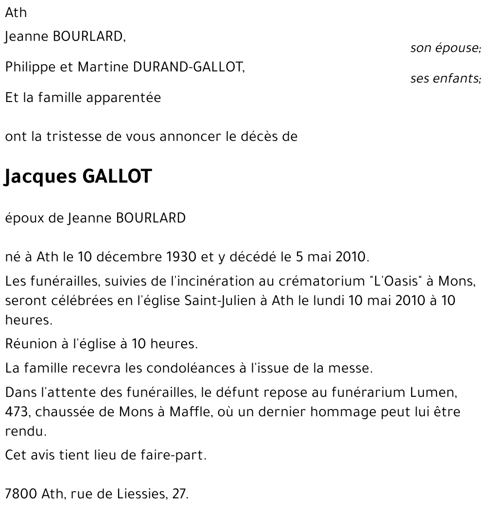 Jacques GALLOT