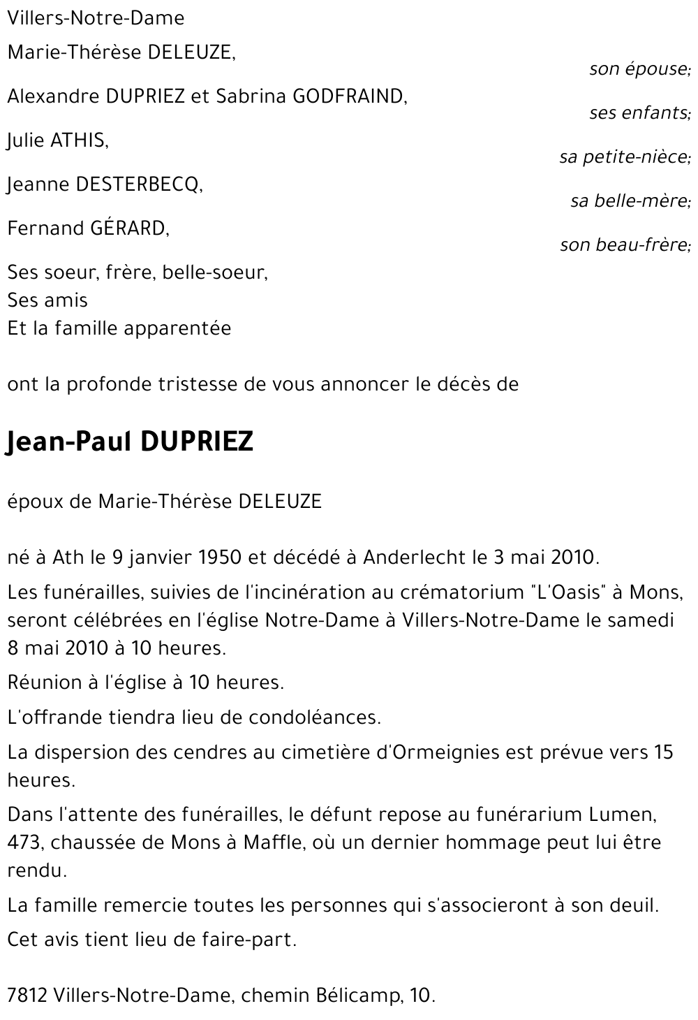 Jean-Paul DUPRIEZ