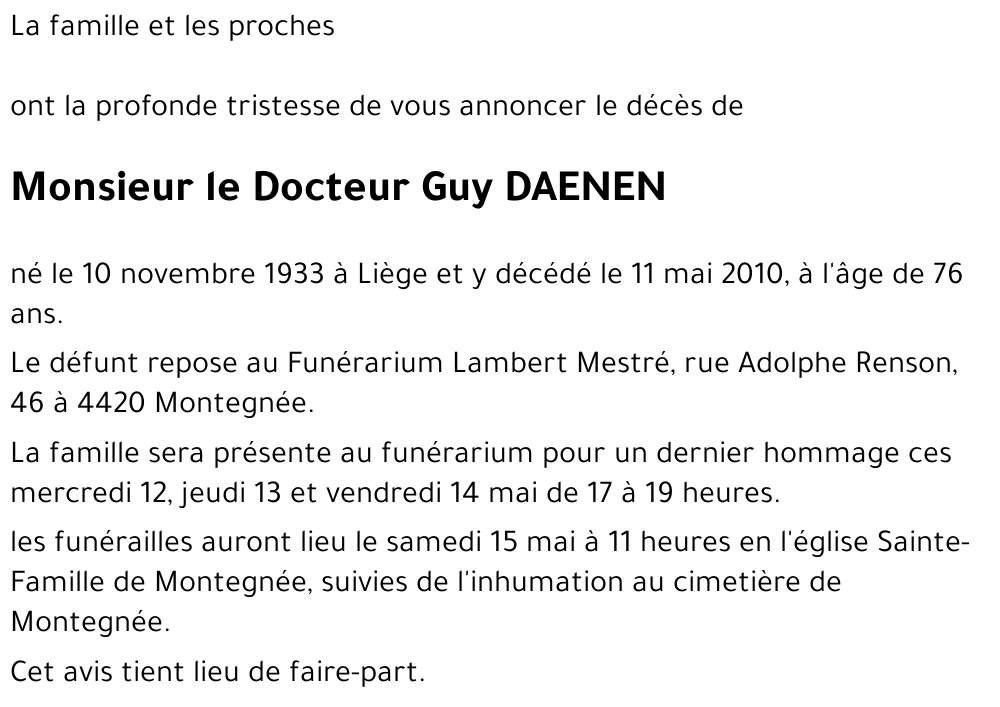 le Docteur Guy DAENEN