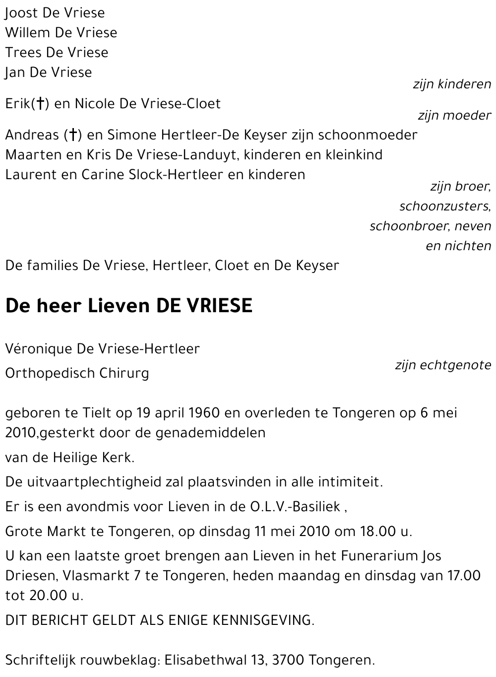 Lieven DE VRIESE