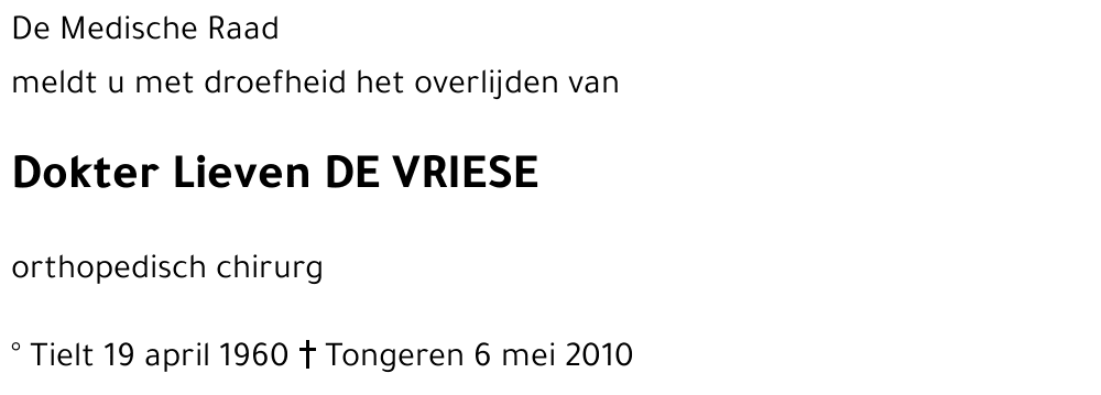 Lieven DE VRIESE