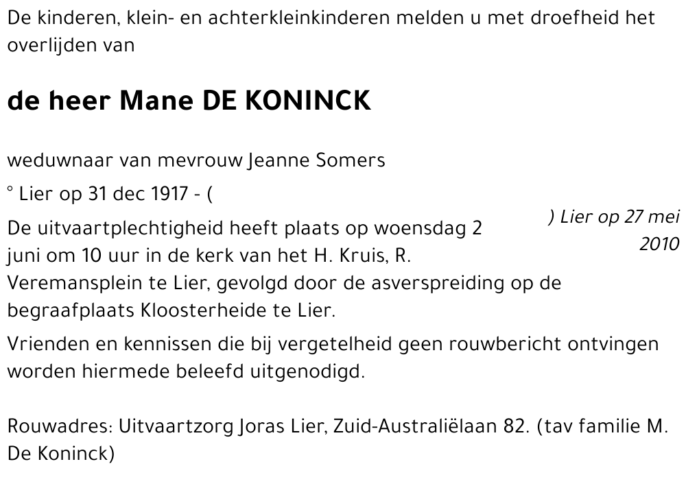 Mane DE KONINCK