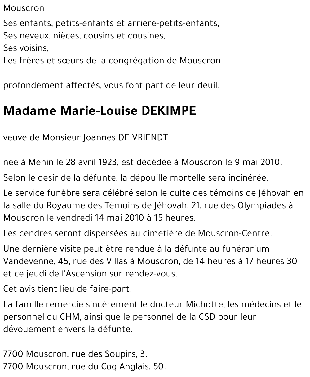 Marie-Louise DEKIMPE