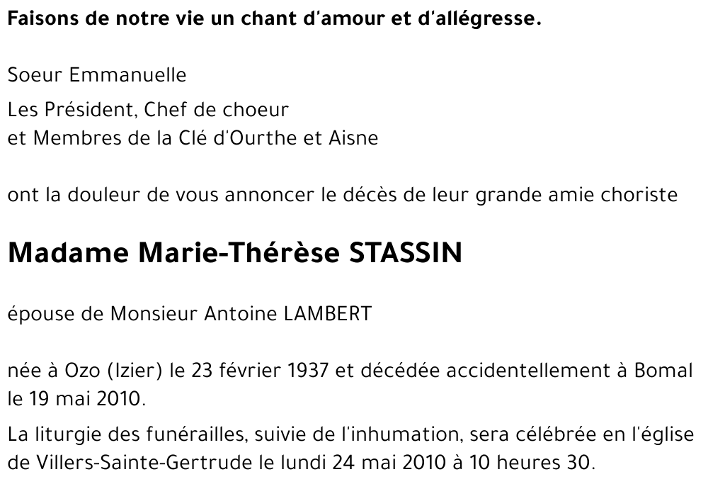 Marie-Thérèse STASSIN