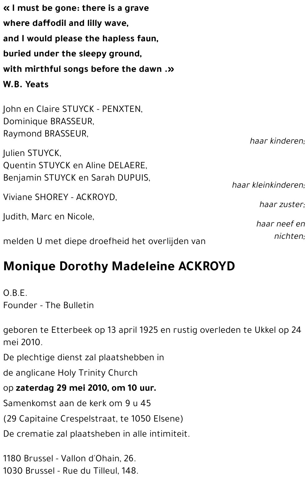 Monique Dorothy Madeleine ACKROYD