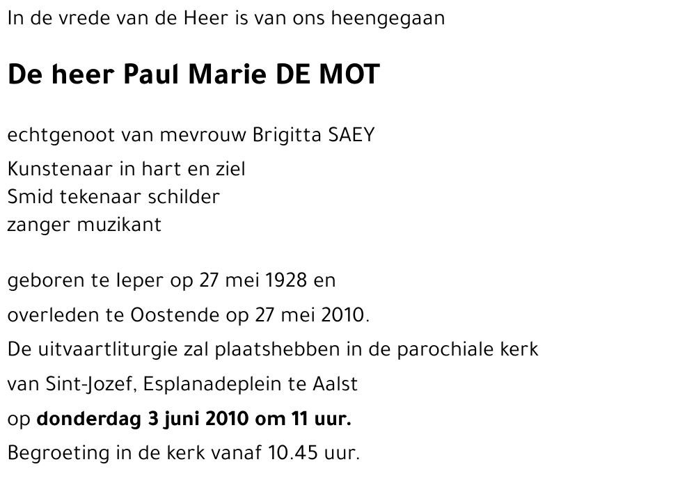 Paul Marie DE MOT