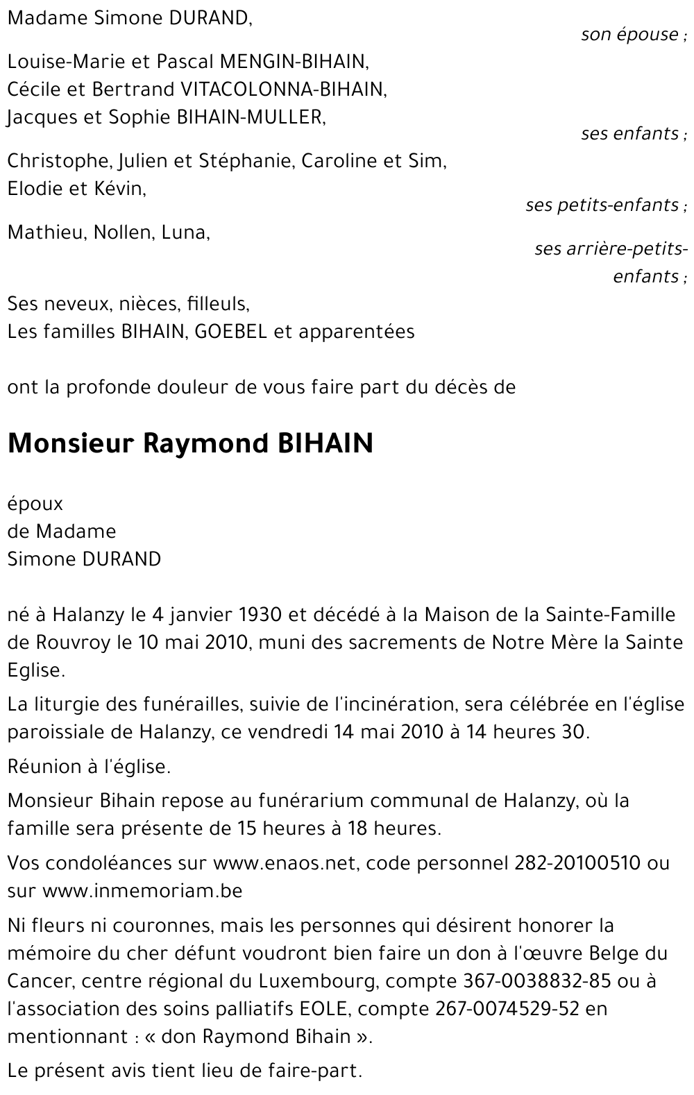 Raymond BIHAIN