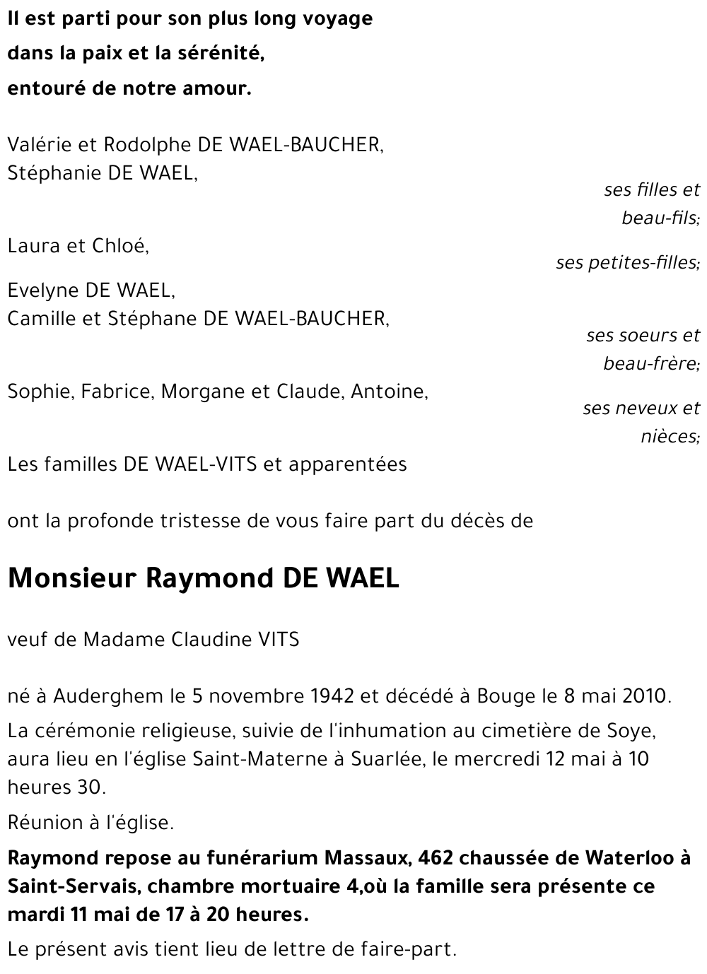 Raymond DE WAEL