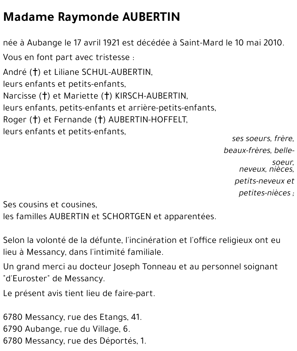 Raymonde AUBERTIN