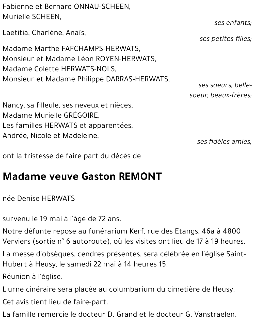 veuve Gaston REMONT