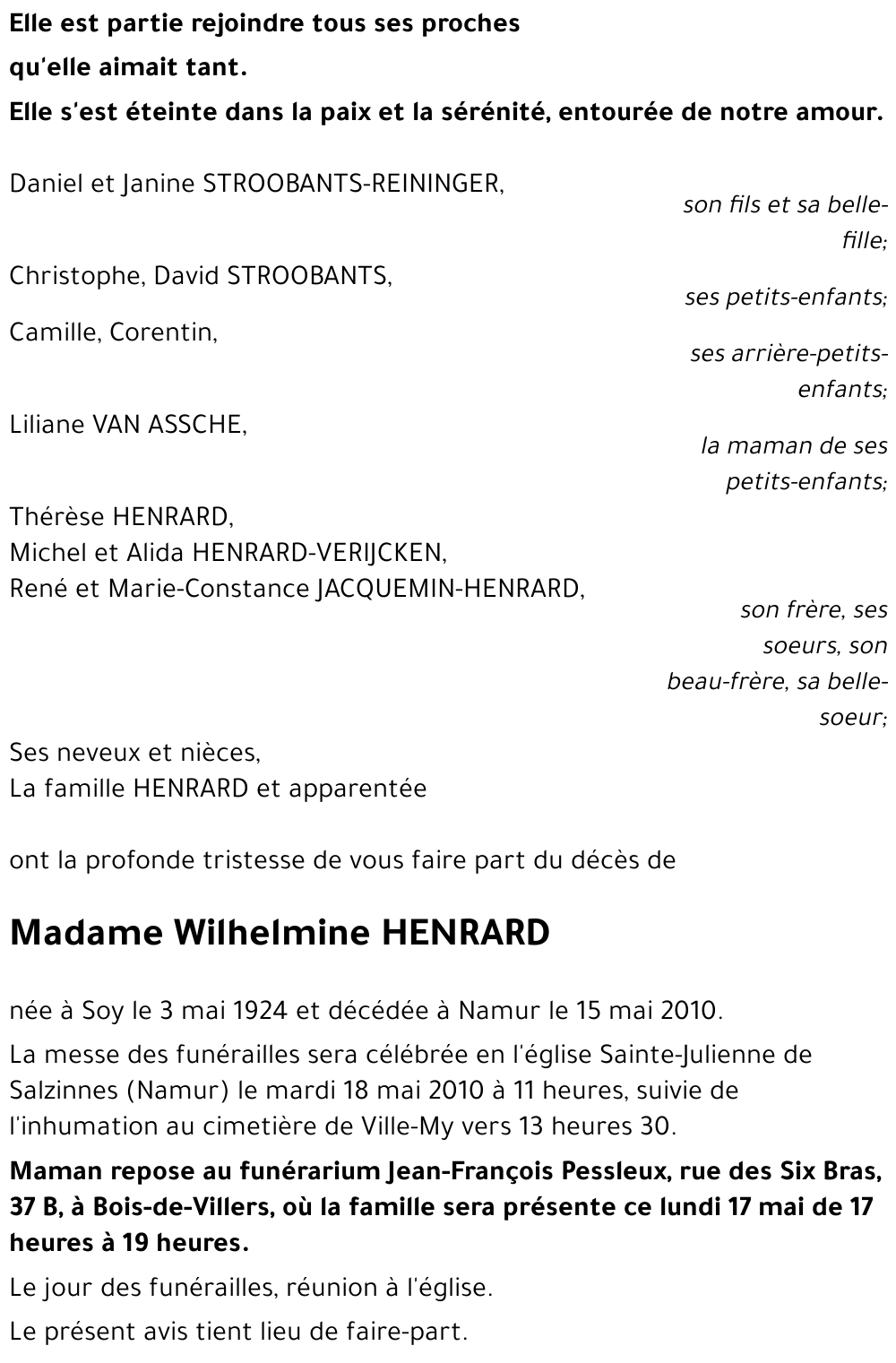 Wilhelmine HENRARD