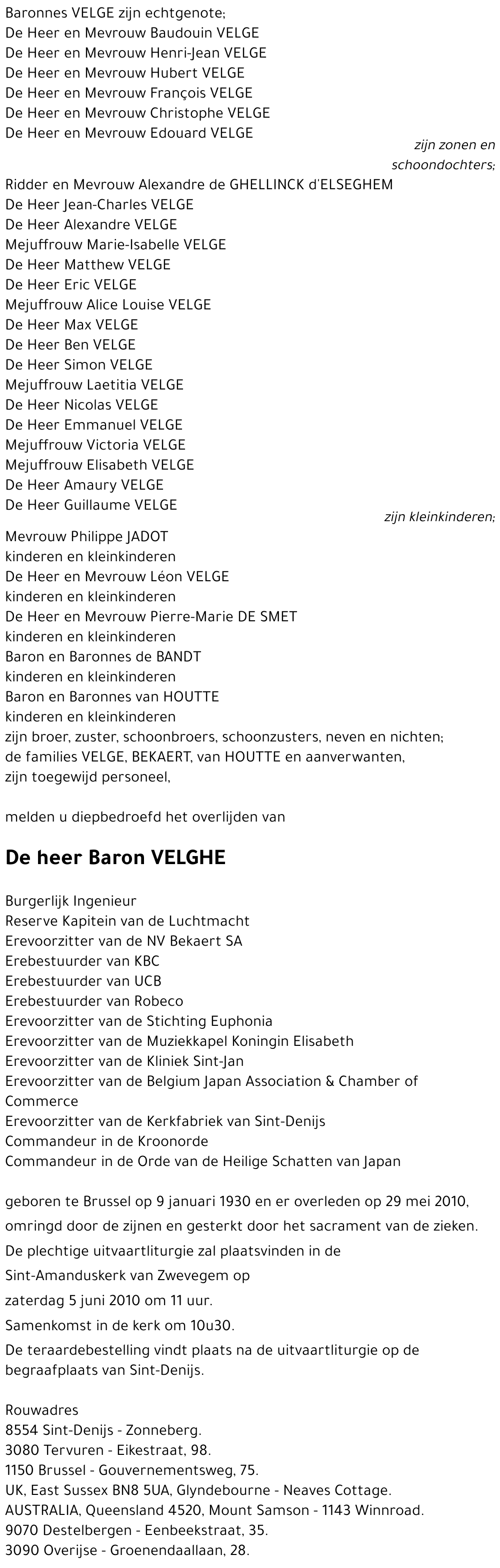 Baron VELGHE
