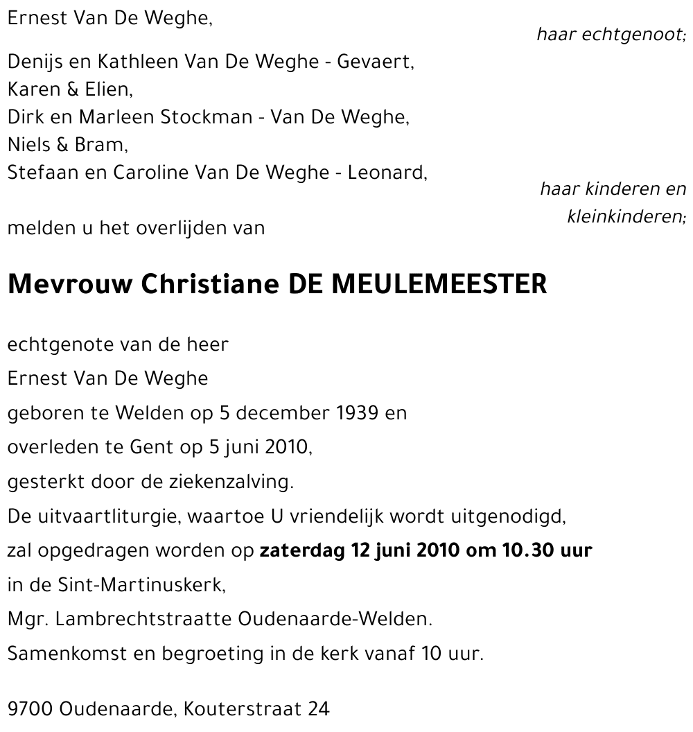 Christiane DE MEULEMEESTER