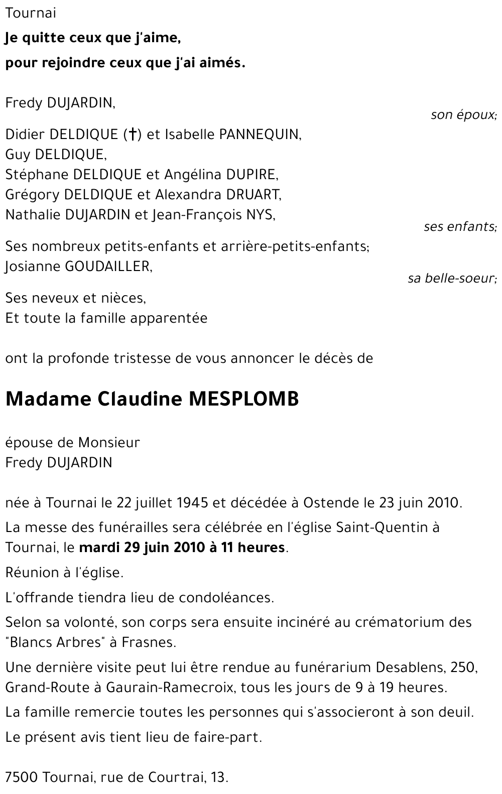 Claudine MESPLOMB