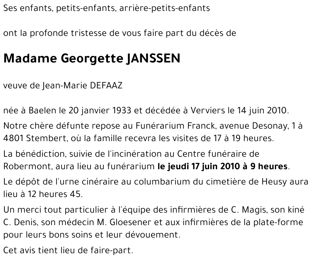 Georgette JANSSEN