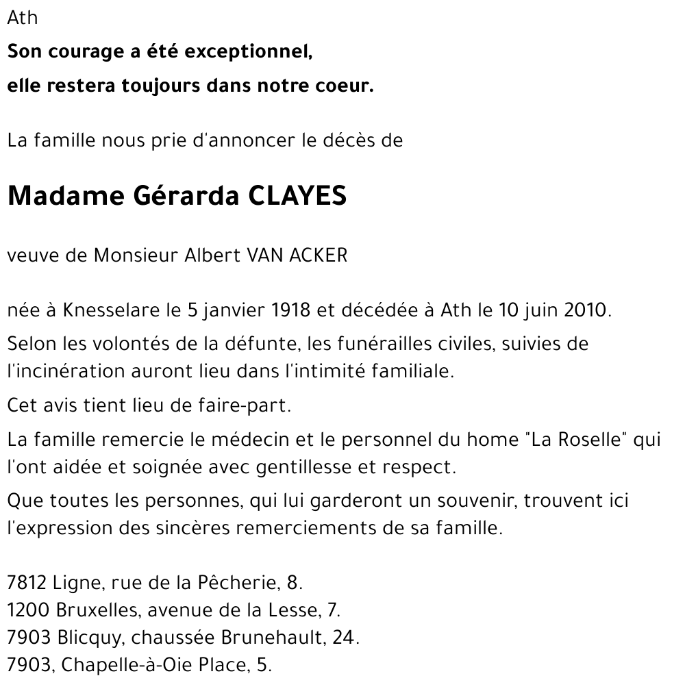 Gérarda CLAYES