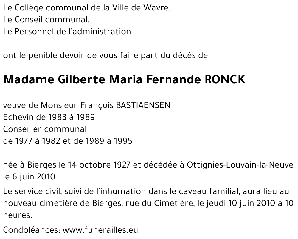 Gilberte Marie Fernande RONCK