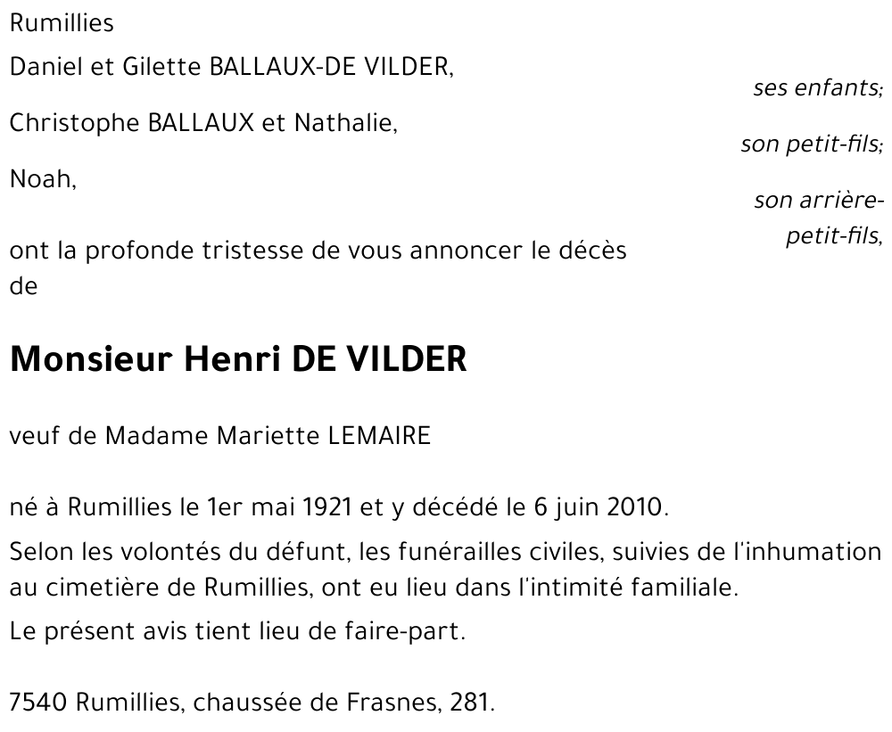 Henri DE VILDE4R