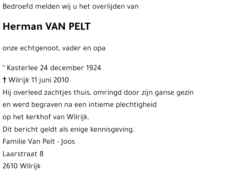 Herman VAN PELT