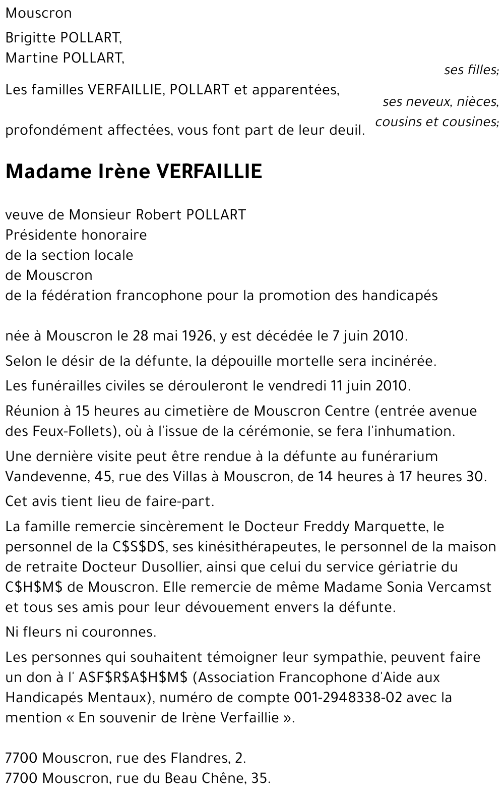 Irène VERFAILLIE