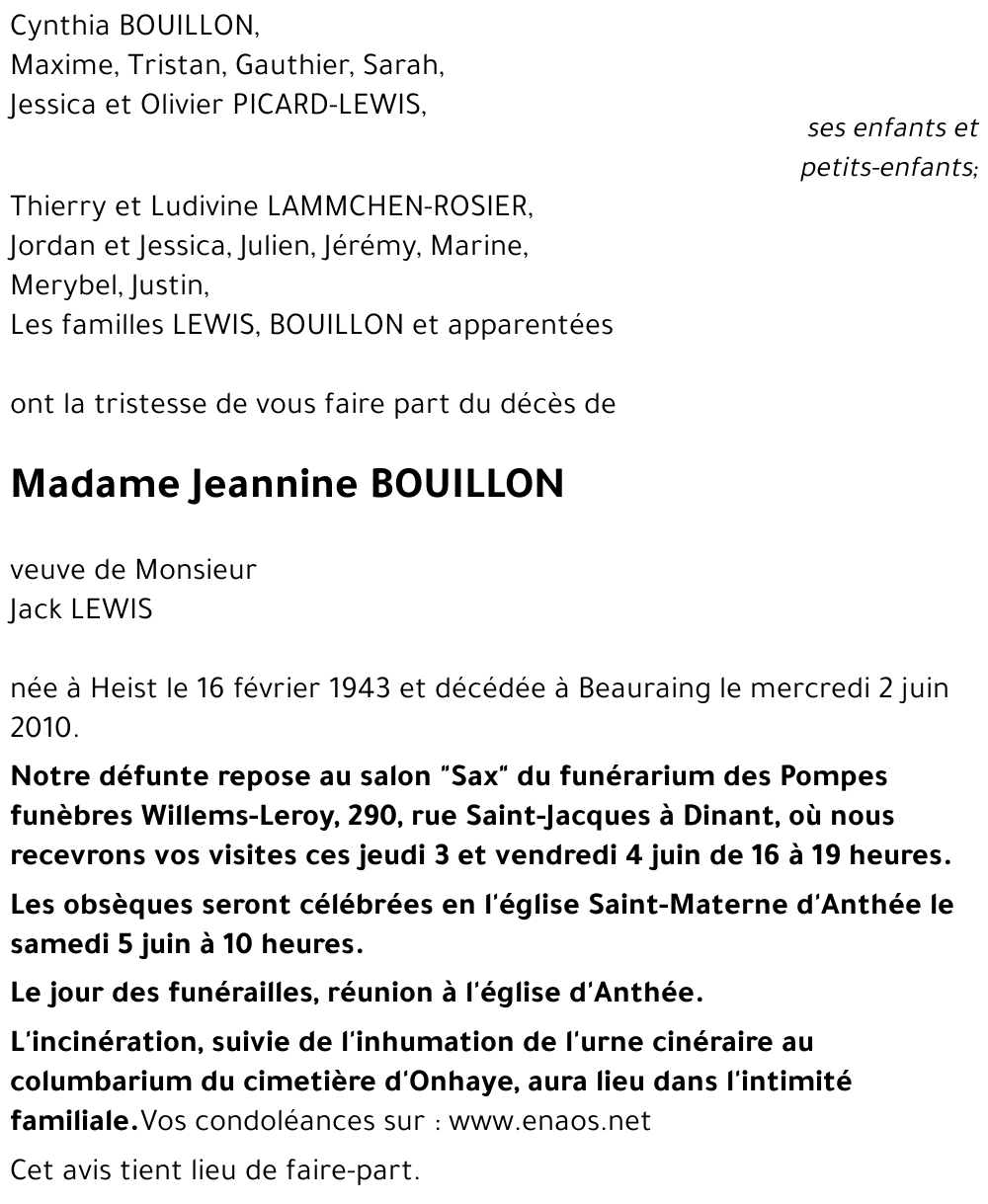 Jeannine BOUILLON