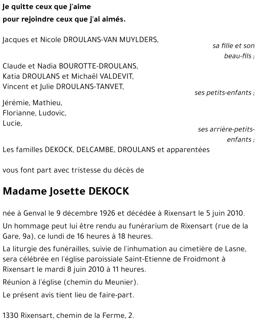 Josette DEKOCK