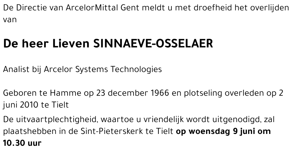 Lieven SINNAEVE-OSSELAER