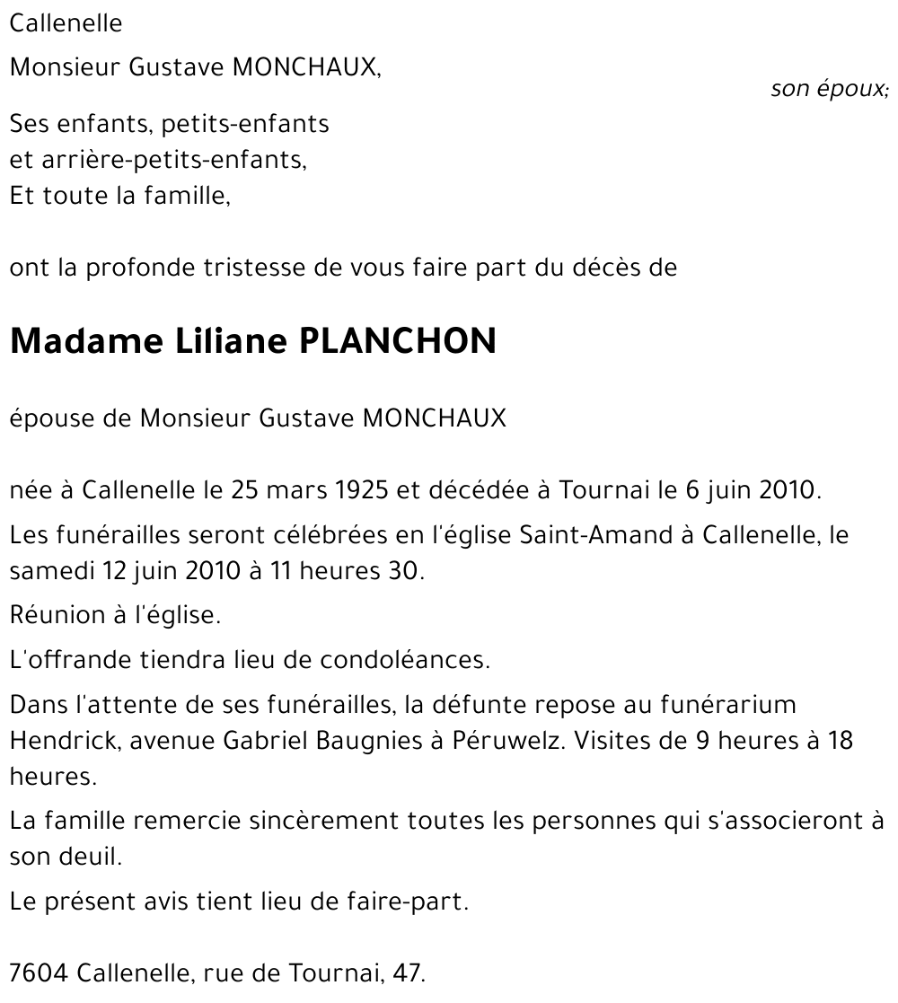 Liliane PLANCHON