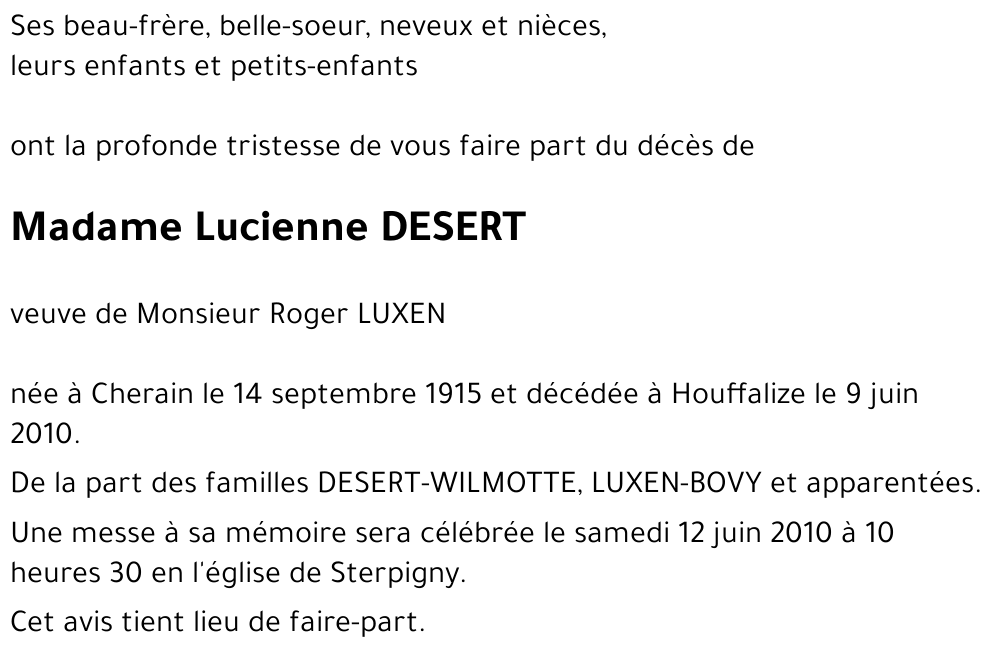 Lucienne DESERT