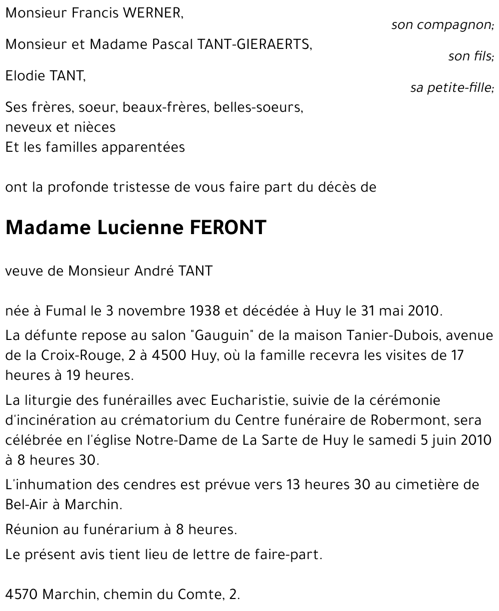 Lucienne FERONT