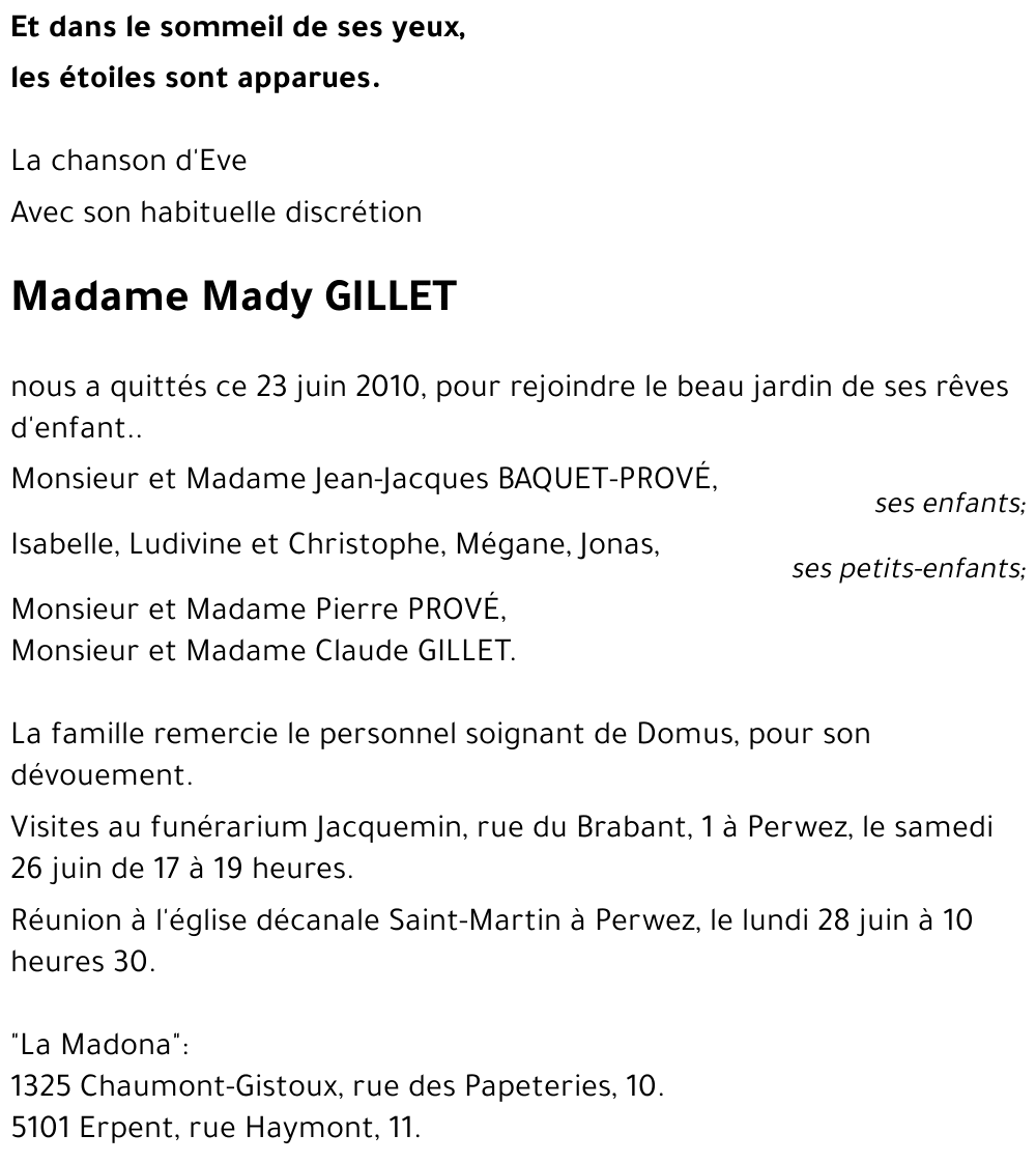 Mady GILLET