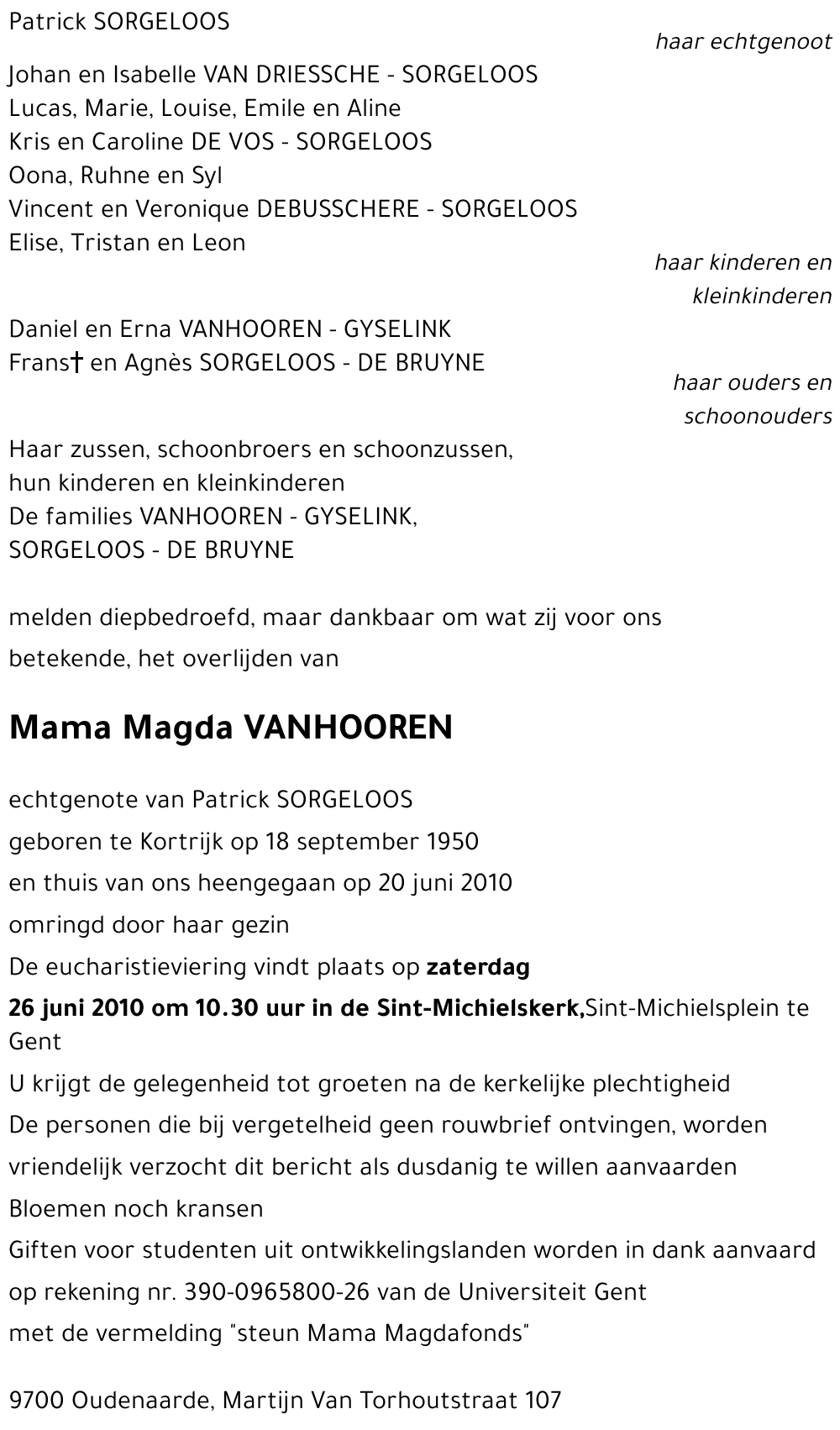 Magda VANHOOREN